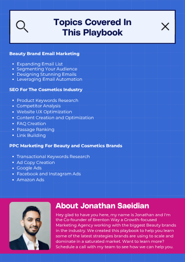 Beauty marketing playbook topics page preview