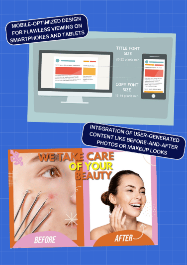 Beauty marketing mobile optimized email and user generated content page preview