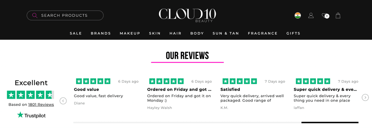 Cloud10 customer review section