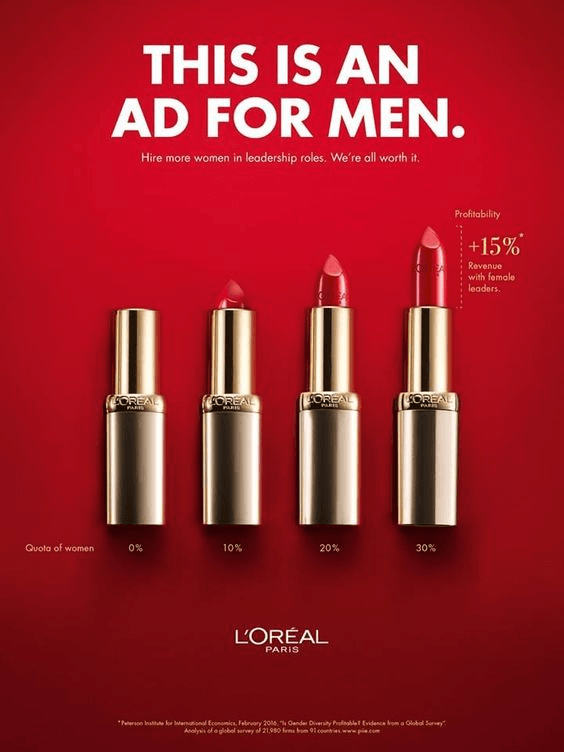 L’Oréal lipstick ad with a prominent headline