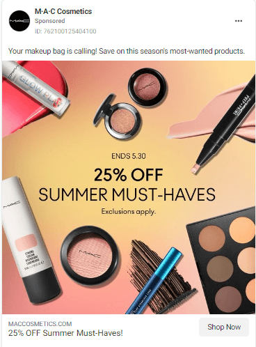 MAC summer promotion ad