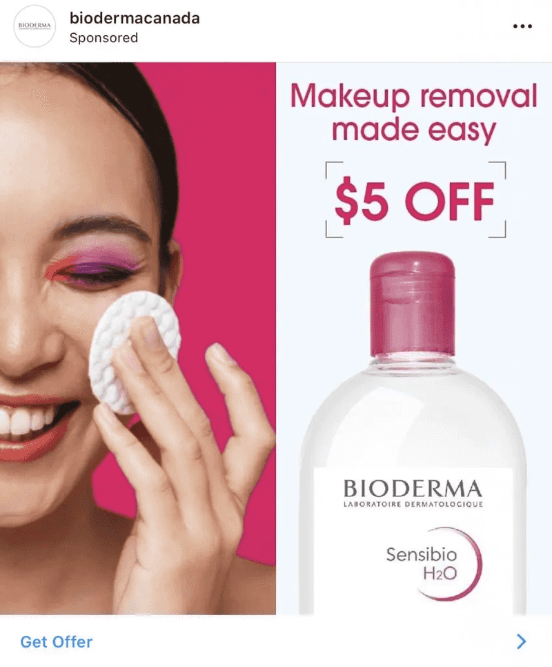 Bioderma makeup-removal ad with a discount