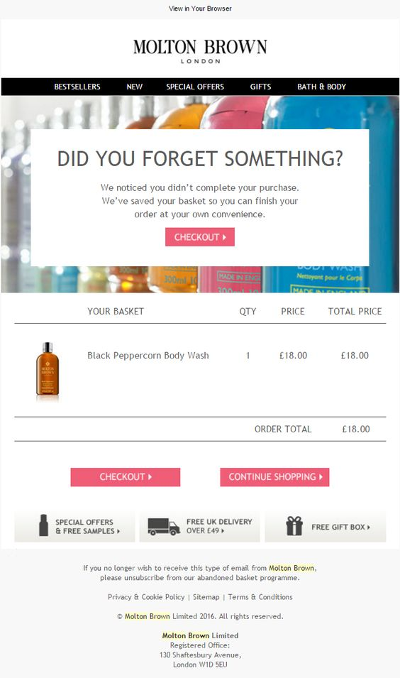 Beauty cart abandonment email example asking whether the product is still wanted