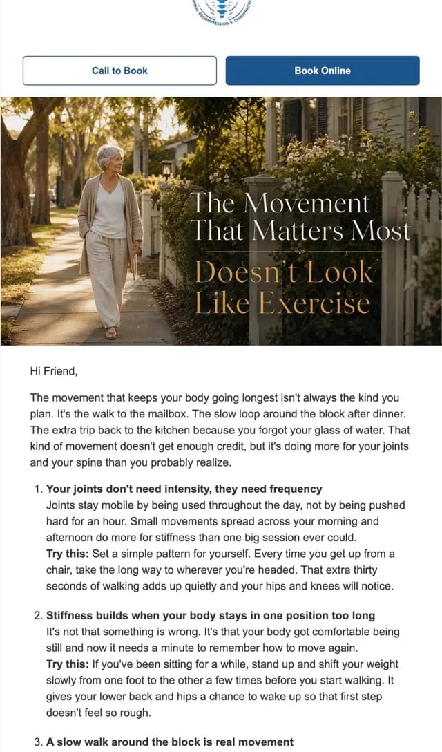 A real patient newsletter from a client clinic