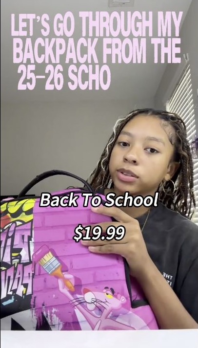 TikTok ecommerce creative showing a creator-led backpack walkthrough with product context and a clear price hook