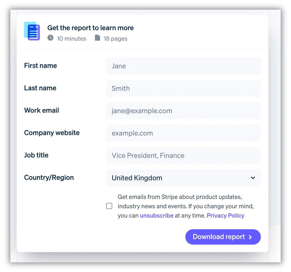 Gated healthcare report form example for collecting qualified email leads