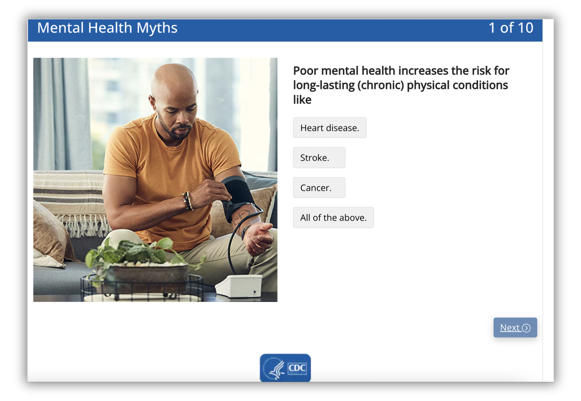 Mental health quiz example for healthcare audience segmentation and education