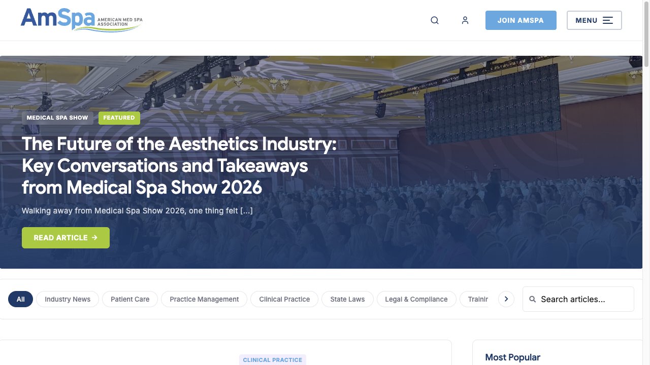 American Med Spa Association public article library for medical-aesthetics operators