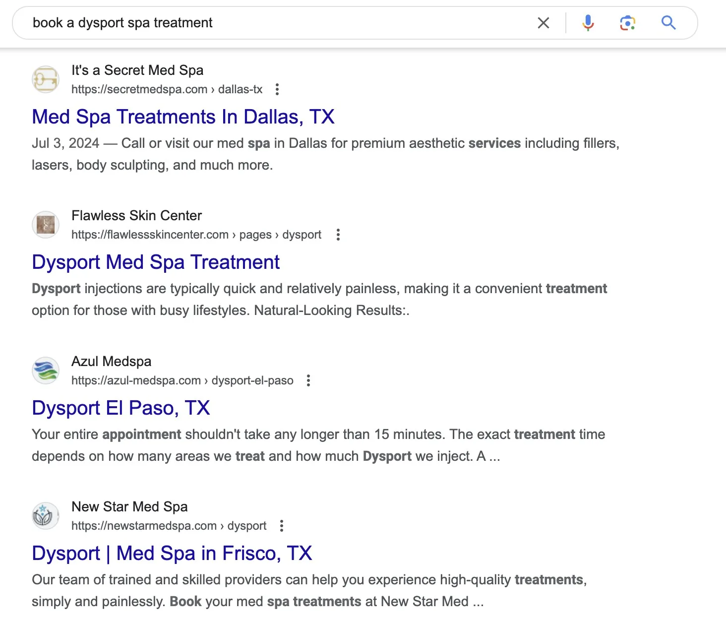 local searches med spa