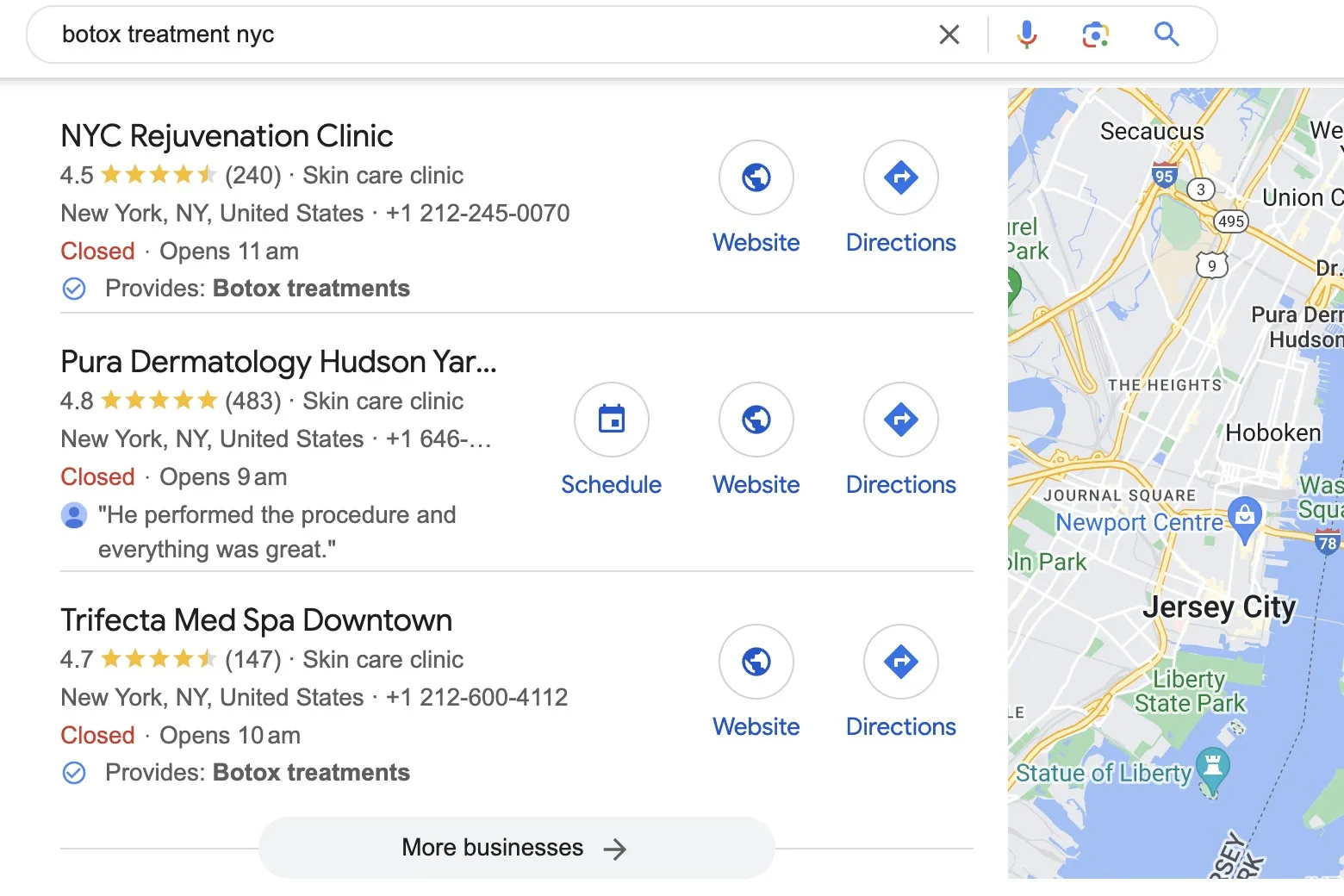 Google local SEO for med spa 