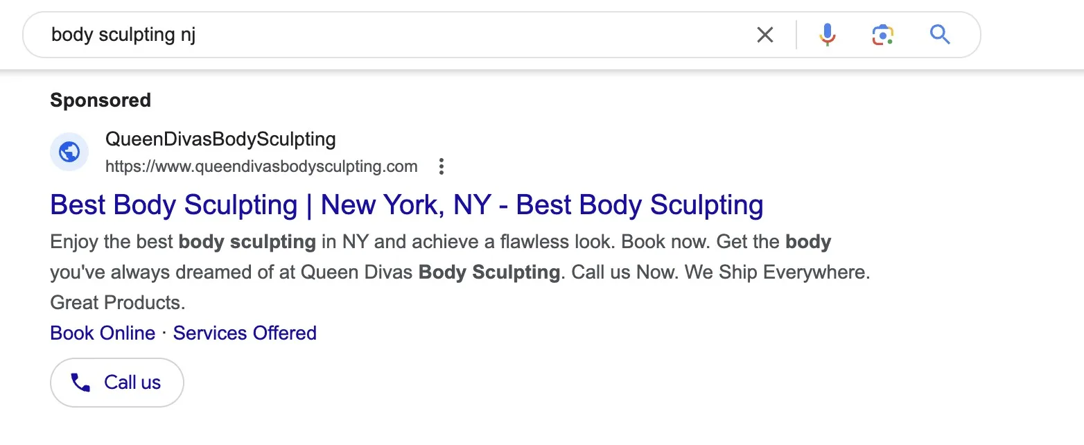 med spa body sculpting ppc ads