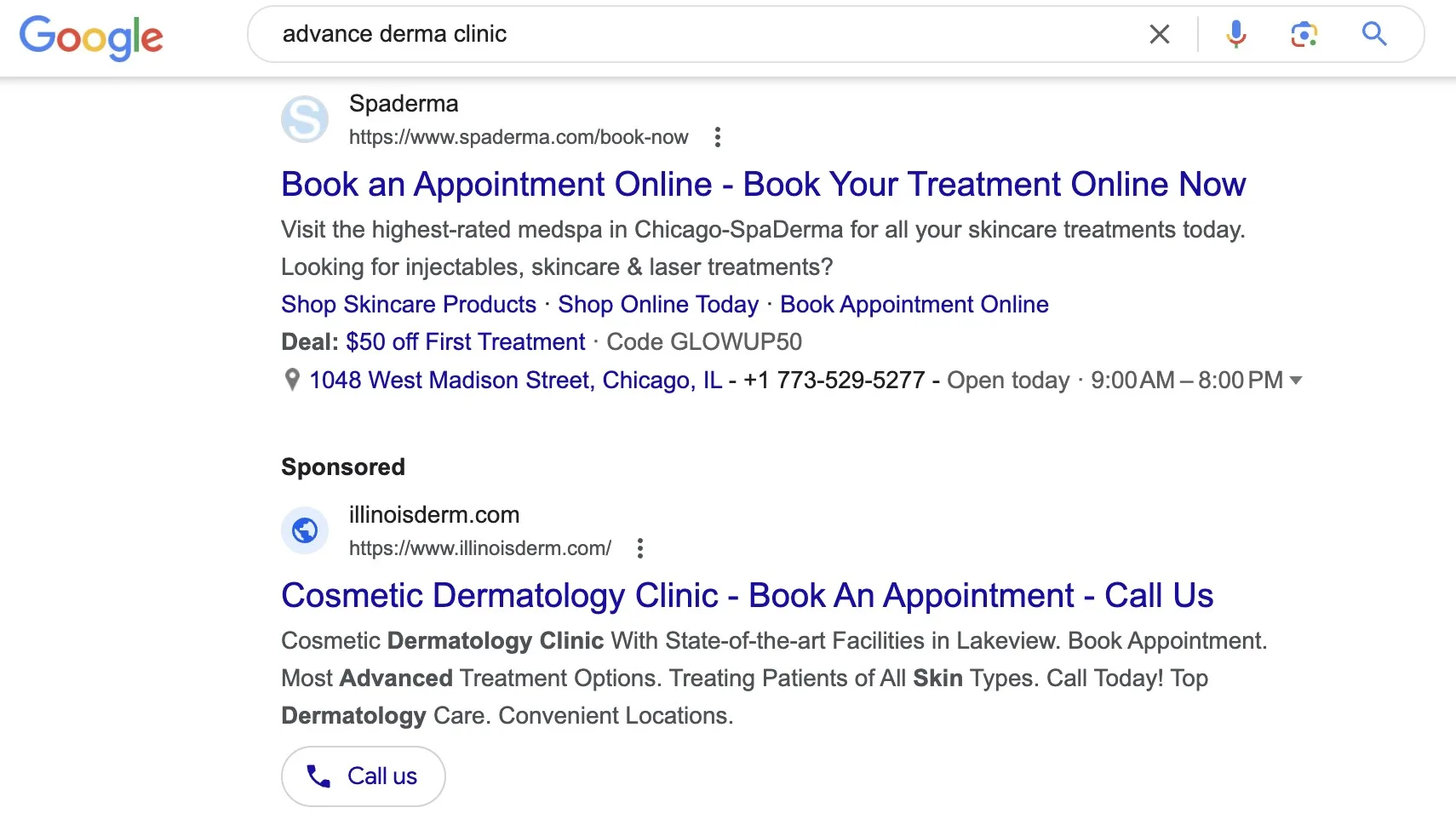 derma clinic ppc ads